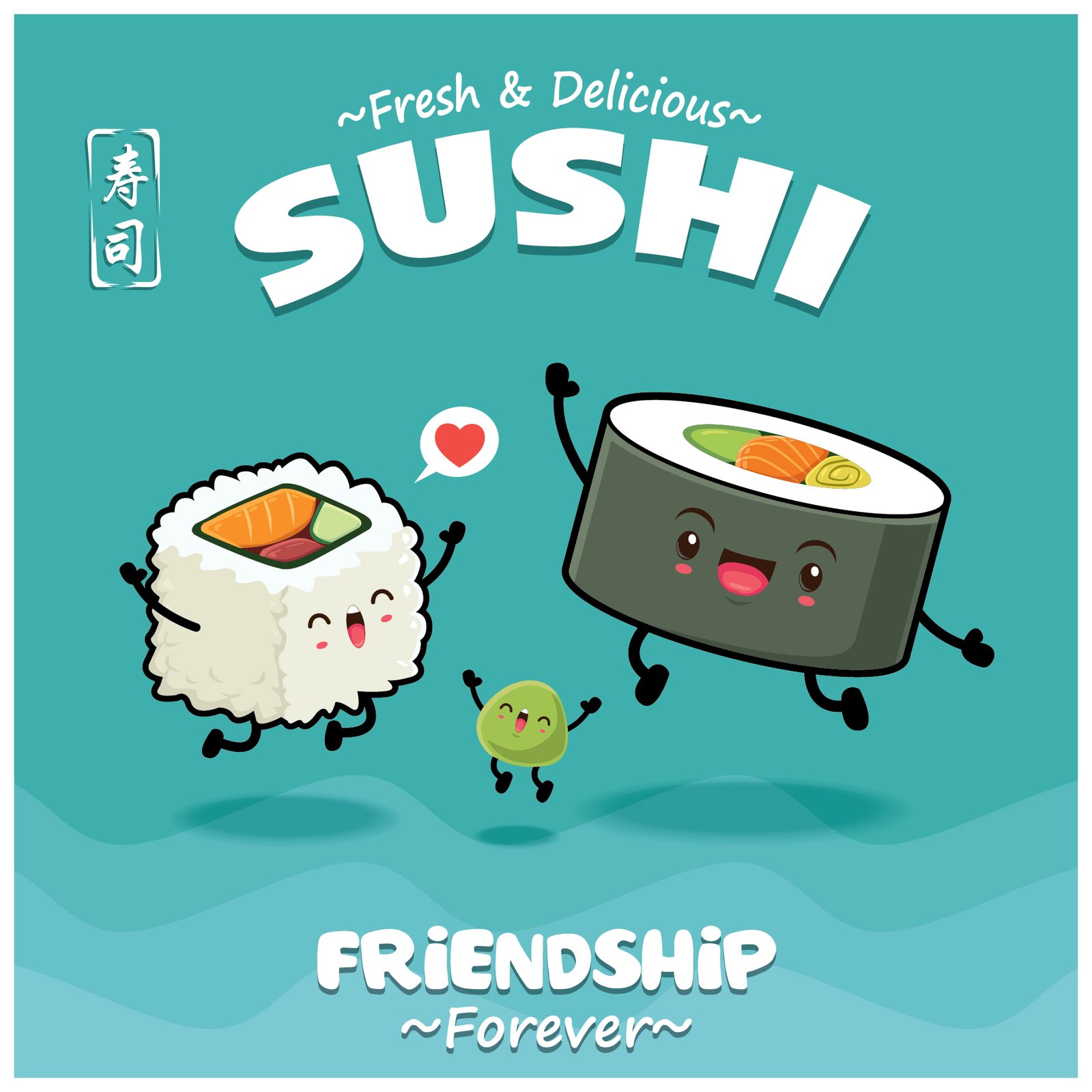 Vintage,Japanese,Food,Poster,Design,With,Vector,Futomaki,Sushi,&